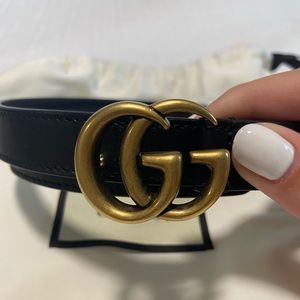 Gucci Marmont Leather Logo Belt